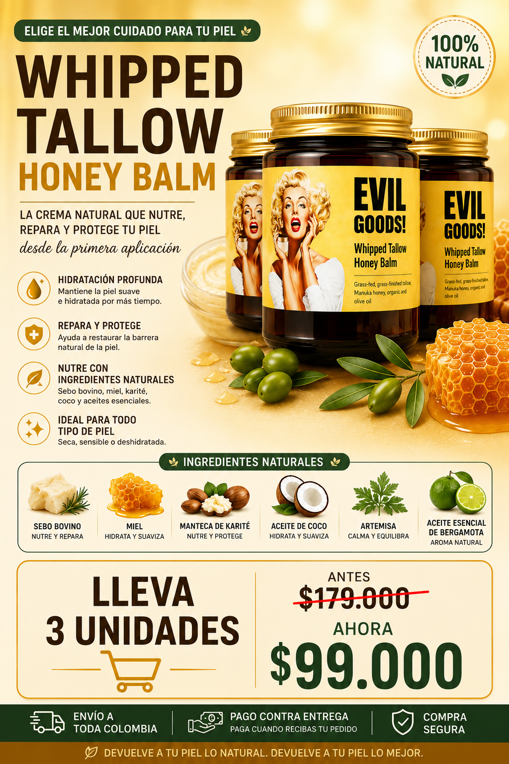 ✨ Recupera tu Piel en Días con el Bálsamo Natural de Sebo y Miel