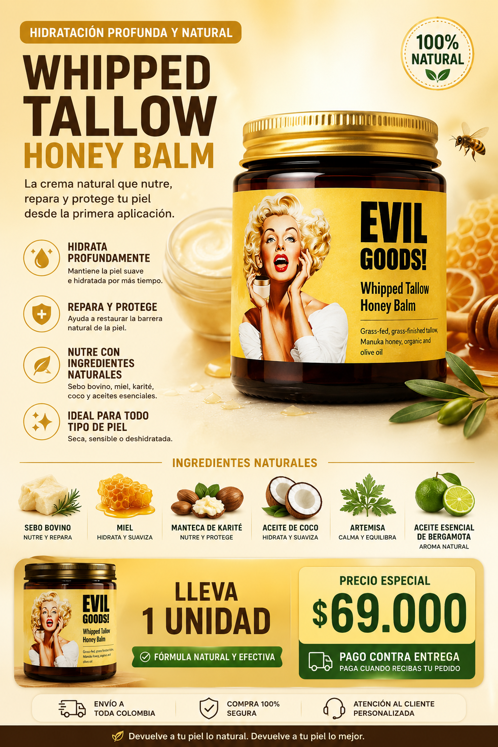 ✨ Recupera tu Piel en Días con el Bálsamo Natural de Sebo y Miel