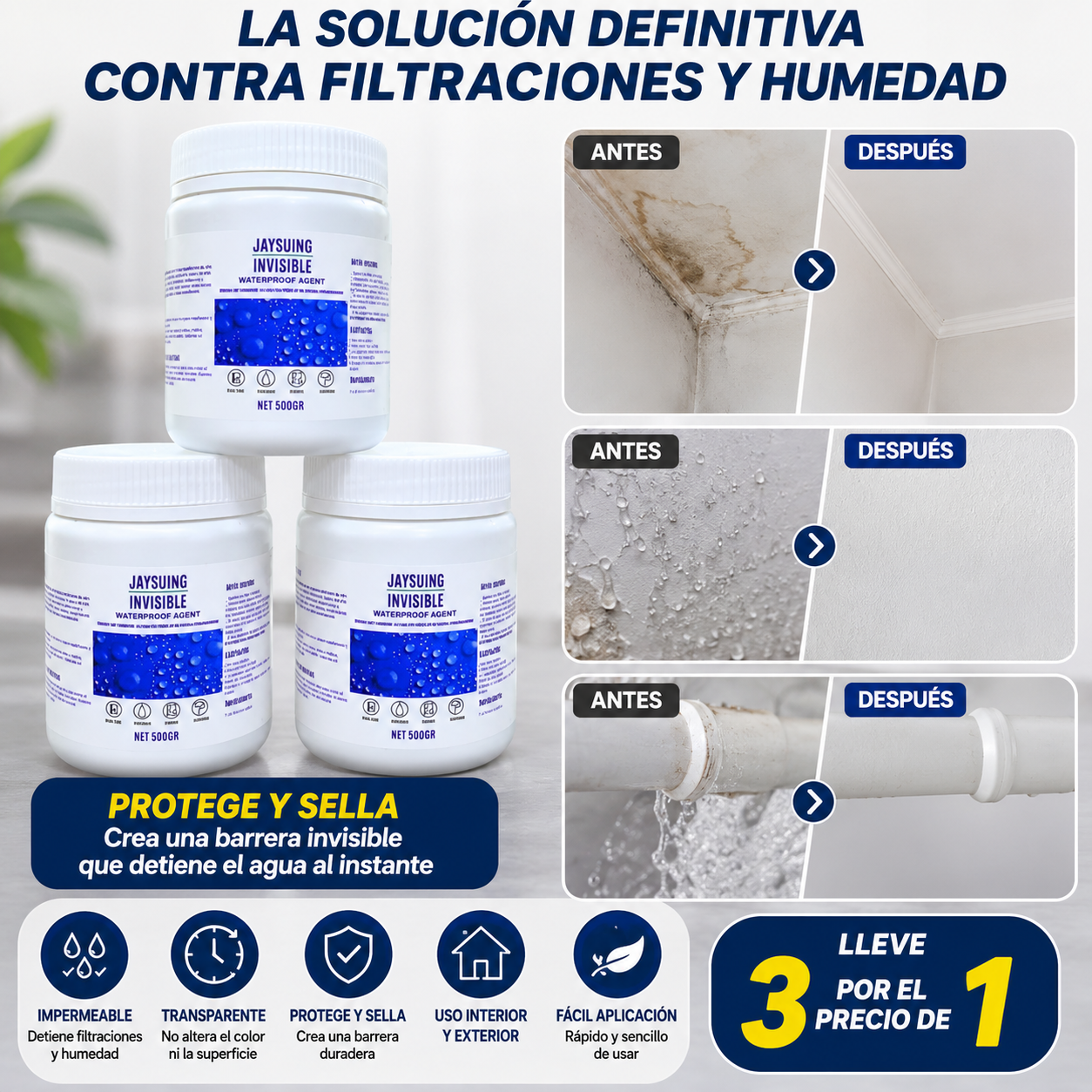 🚫 Elimina Goteras y Filtraciones en Minutos | JAYSUING™ 3x1